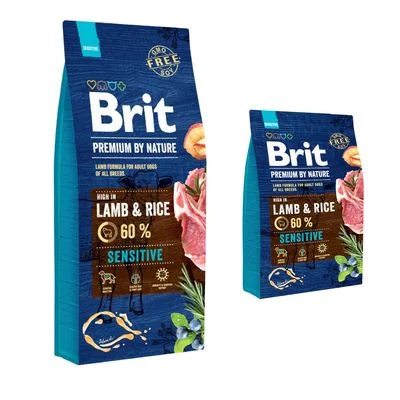 15 kg + 3 kg gratis! 18 kg Brit Premium by Nature Sensitive Lamm