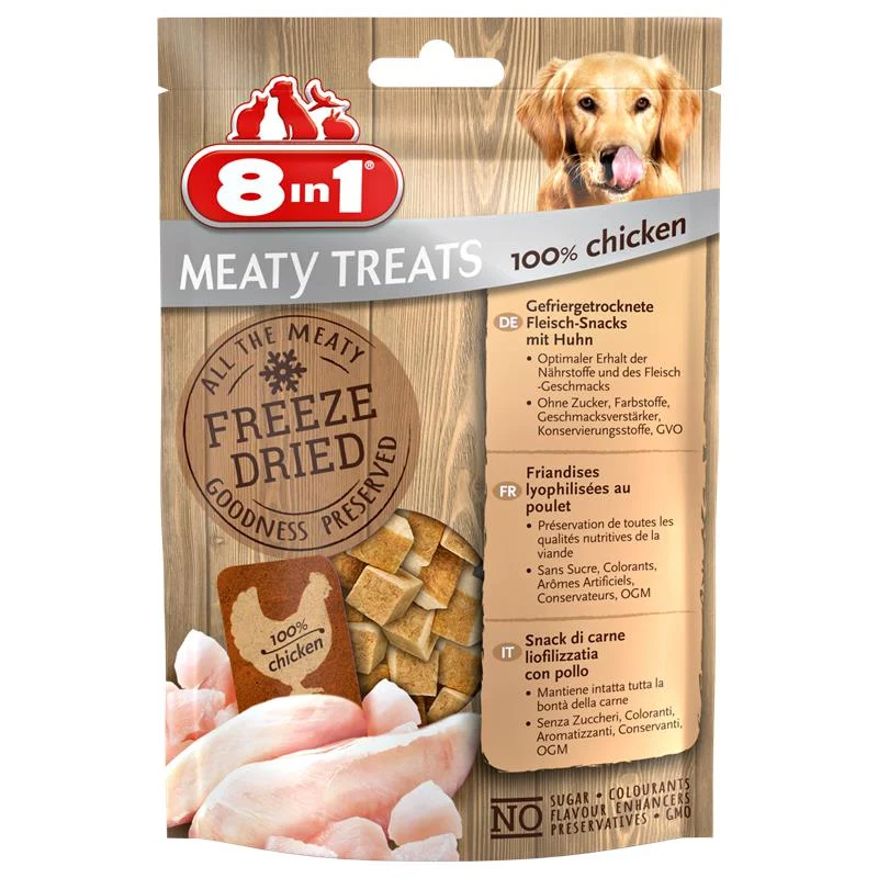 8in1 Leckerlis Gefriergetrocknete Würfel 100 % Hähnchenfleisch 50g