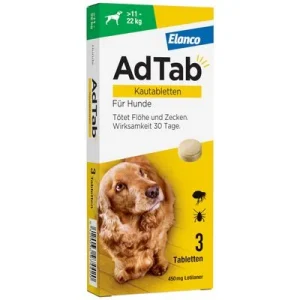 AdTab Kautabletten für große Hunde, von 11 bis 22 kg 3 Tabletten