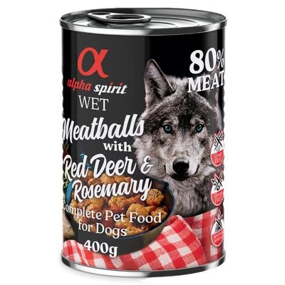 alpha spirit Dog Meatballs 6 x 400 g Rothirsch & Rosmarin