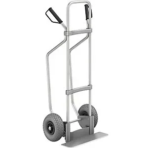 Aluminium-Sackkarre mit Kufen, Schaufel-BxT 450 x 160 mm, Alu, PU-Bereifung. - HaustierPro