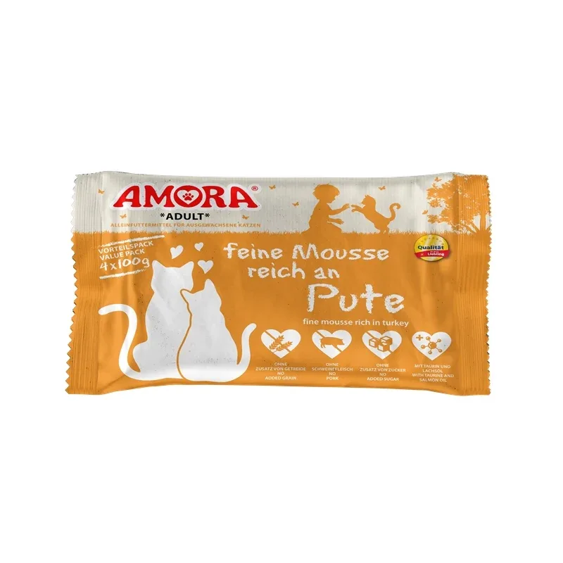 AMORA Cat Pouchbeutel Flowpack feine Mousse reich an Pute