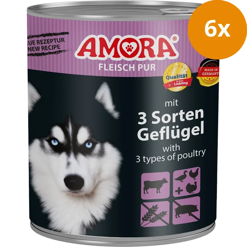 AMORA Fleisch Pur Adult 3 Sorten Geflügel 800 g - Image 2