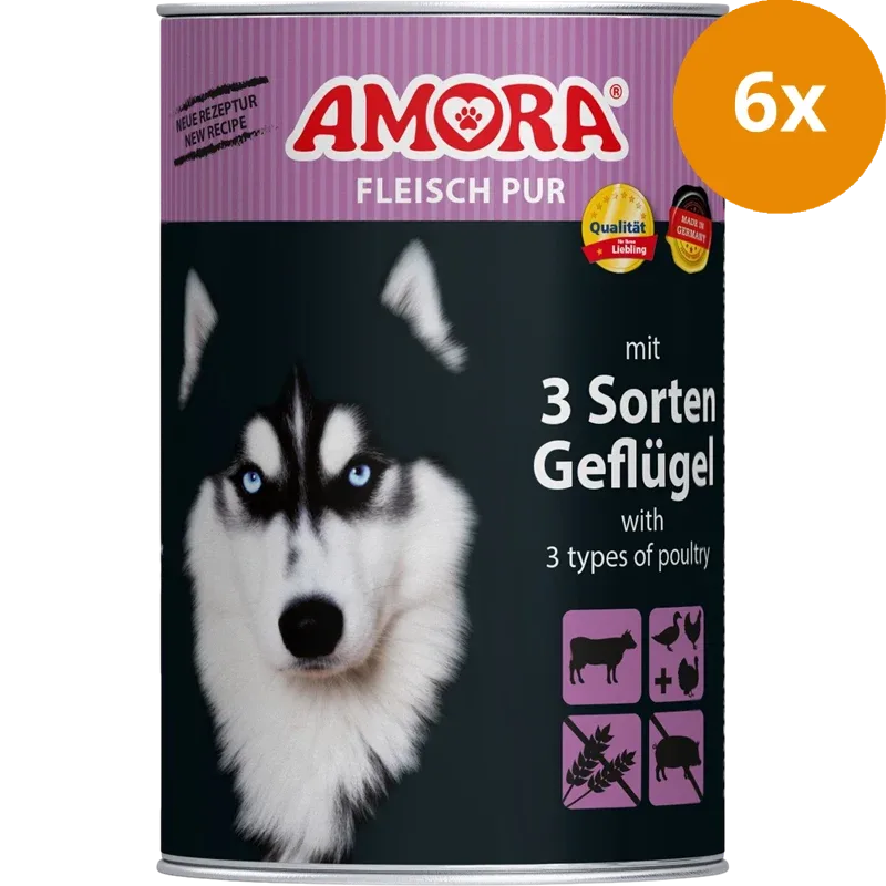 AMORA Fleisch Pur Hund Adult 3 Sorten Geflügel 400 g - Image 2