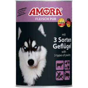 AMORA Fleisch Pur Hund Adult 3 Sorten Geflügel 400 g