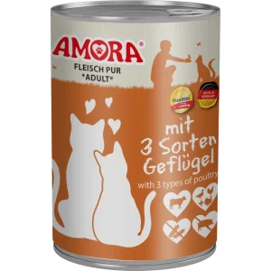 AMORA Fleisch Pur Katze 3 Sorten Geflügel 400 g