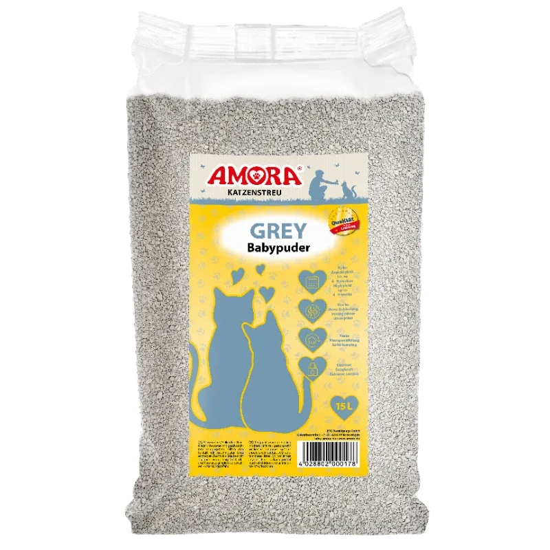 AMORA Katzenstreu Grey Compact Babypuder