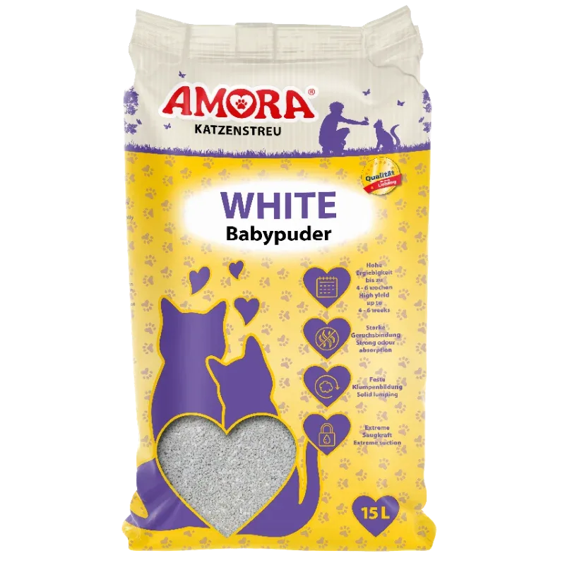 AMORA Katzenstreu White Babypuder