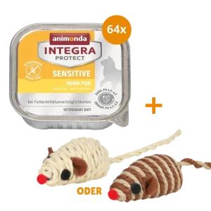 animonda Integra Protect Cat Sensitive Huhn pur 64 x 100 g + GRATIS TRIXIE Spielmaus