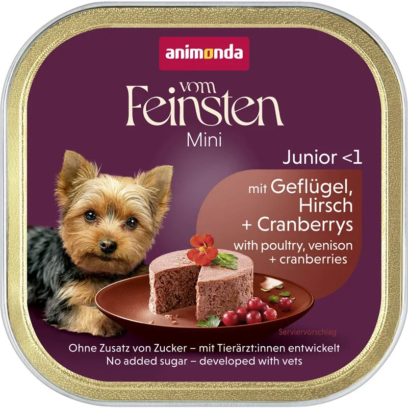 Animonda vom Feinsten Mini Junior mitgeflügel, Hirsch + Cranberrys