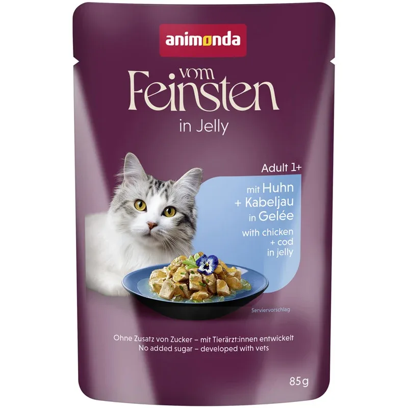 Animonda vom Feinsten Pouch-Beutel Raffinesse in Gelee Adult reich an Huhn mit Kabeljau