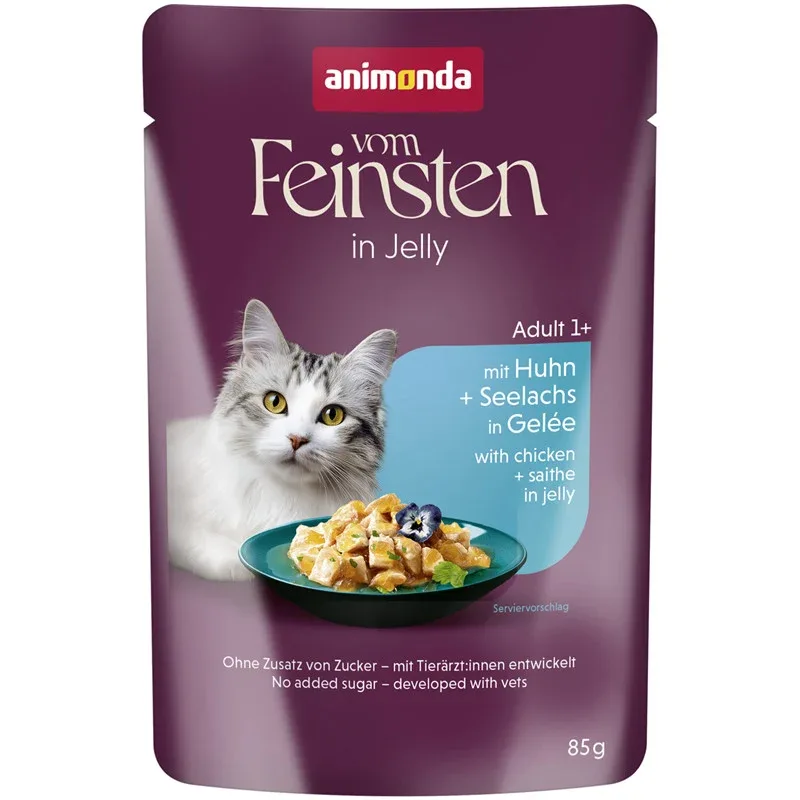 Animonda vom Feinsten Pouch-Beutel Raffinesse in Gelee Adult reich an Huhn mit Seelachs