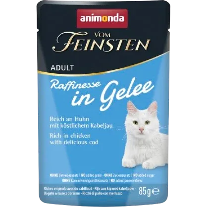 Animonda vom Feinsten Raffinesse in Gelee Adult reich an Huhn mit Kabeljau 85 g