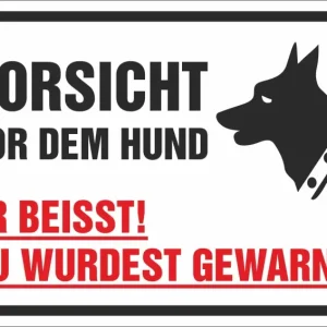 Asche Aufkleber - Schild - Warnung - Vorsicht vor dem Hund - 210 mm x 148 mm - HaustierPro