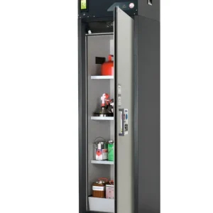 asecos Feuerbeständiger Umluft-Gefahrstoffschrank Custos, grau, 3 Böden, Türanschlag rechts,Typ A-63 mit 5kg Sack - HaustierPro