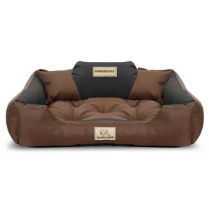 Atmungsaktives Korbgeflecht KingDog Hundebett aus Wasserdichtem Codura-PVC Tierbett Haustierbett 100% Kunststofffaser Gewicht: 190 g/m2 Waschbar (Außenmaße: 130x105cm/Innenmaße: 115x90cm, Braun) - HaustierPro
