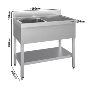 Aus natürlichen Materialien Spültisch ECO - 1000x600mm - mit Grundboden & 1 Becken links - HaustierPro