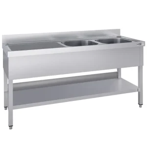 Aus natürlichen Materialien Spültisch ECO - 2000x700mm - mit Grundboden & 2 Becken rechts - HaustierPro
