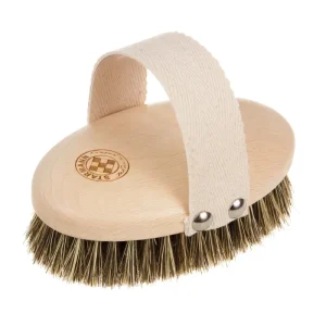 Ausschnitt-Körperbürste aus Pferdehaar, Tampico-Agave, natürliche Trockenmassage, ergonomischer Griff für Fohlen - HaustierPro