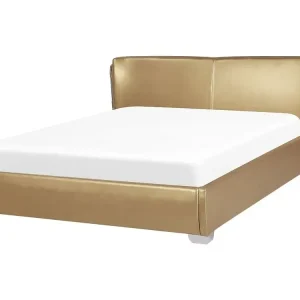 Bed Leather PARIS 140 x 200 cm (EU Double) Golden - HaustierPro