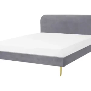 Bed Samtstoff FLAYAT 140 x 200 cm (EU Double) Grey - HaustierPro