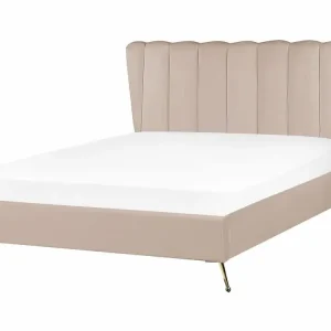 Bed Samtstoff MIRIBEL 140 x 200 cm (EU Double) Taupe - HaustierPro