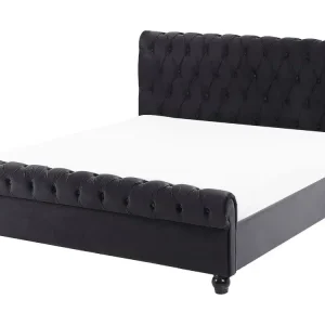 Bed Velvet AVALLON 140 x 200 cm (EU Double) Schwarz - HaustierPro