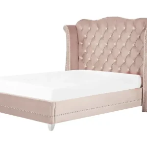 Bed Velvet AYETTE 160 x 200 cm (EU King Size) Pastel Rosa - HaustierPro