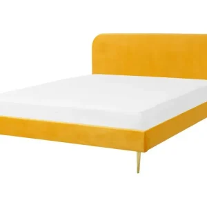 Bed Velvet FLAYAT 140 x 200 cm (EU Double) Yellow - HaustierPro