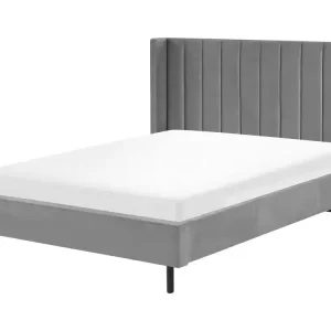Bed Velvet VILLETTE 140 x 200 cm (EU Double) Grey - HaustierPro