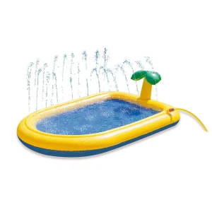 Beeztees Hundepool Palmy mit Sprinkler – Hundeplanschbecken 163x100x47 cm, gelb