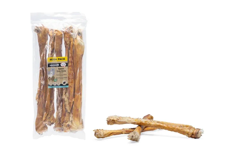 Beeztees Kaninchenhautrolle mit Fell im Vorteilspack für Hunde
