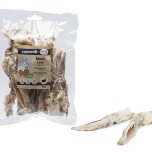 Beeztees Kaninchenohren mit Fell 200g – Natürlicher & Gesunder Hundesnack zur Darmreinigung