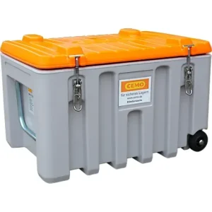 Belüftete Trolley CEMO CEMbox 150, Polyethylen, 150 l, L 800 x B 600 x H 530 mm, stapelbar, grau/orange - HaustierPro