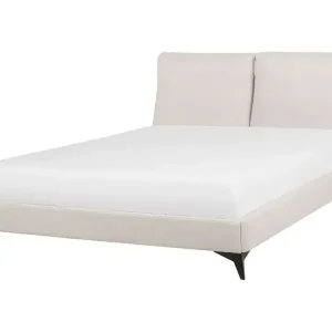 Bett mit Lattenrost Chenillegewebe MELLE 160 x 200 cm Hellbeige - HaustierPro