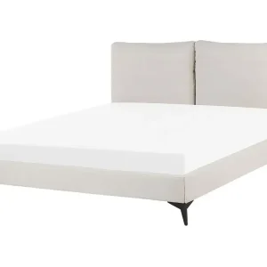 Bett mit Lattenrost Chenillegewebe MELLE 180 x 200 cm Hellbeige - HaustierPro
