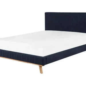Bett mit Lattenrost Chenillegewebe TALENCE 160 x 200 cm Dunkelblau - HaustierPro
