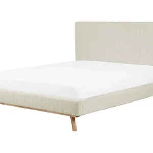 Bett mit Lattenrost Chenillegewebe TALENCE 180 x 200 cm Hellbeige - HaustierPro