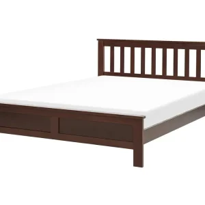 Bett mit Lattenrost Kiefernholz MAYENNE 140 x 200 cm Dunkelbraun - HaustierPro