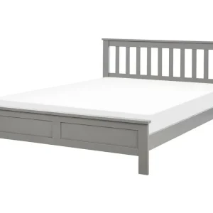 Bett mit Lattenrost Kiefernholz MAYENNE 140 x 200 cm Grau - HaustierPro