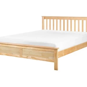 Bett mit Lattenrost Kiefernholz MAYENNE 140 x 200 cm Hellbraun - HaustierPro
