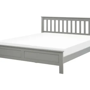 Bett mit Lattenrost Kiefernholz MAYENNE 160 x 200 cm Grau - HaustierPro