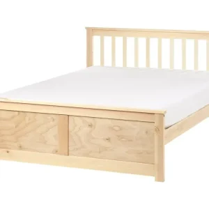 Bett mit Lattenrost Kiefernholz OLENDON 140 x 200 cm Hellbraun - HaustierPro