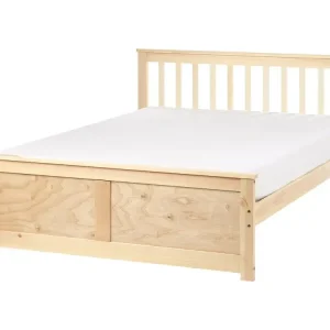 Bett mit Lattenrost Kiefernholz OLENDON 140 x 200 cm Hellbraun - HaustierPro