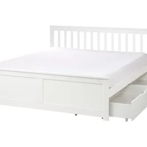 Bett mit Schubladen Kiefernholz OLENDON 160 x 200 cm Weiß - HaustierPro