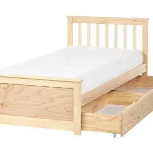 Bett mit Schubladen Kiefernholz OLENDON 90 x 200 cm Hellbraun - HaustierPro