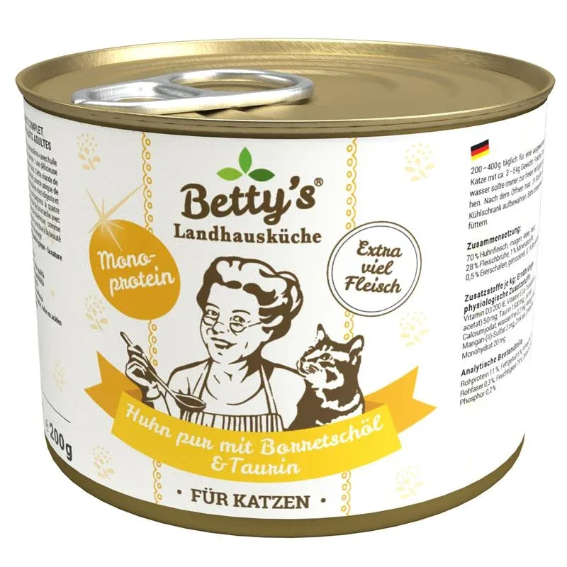 Bettys Landhausküche Katze Dose Huhn pur 200g