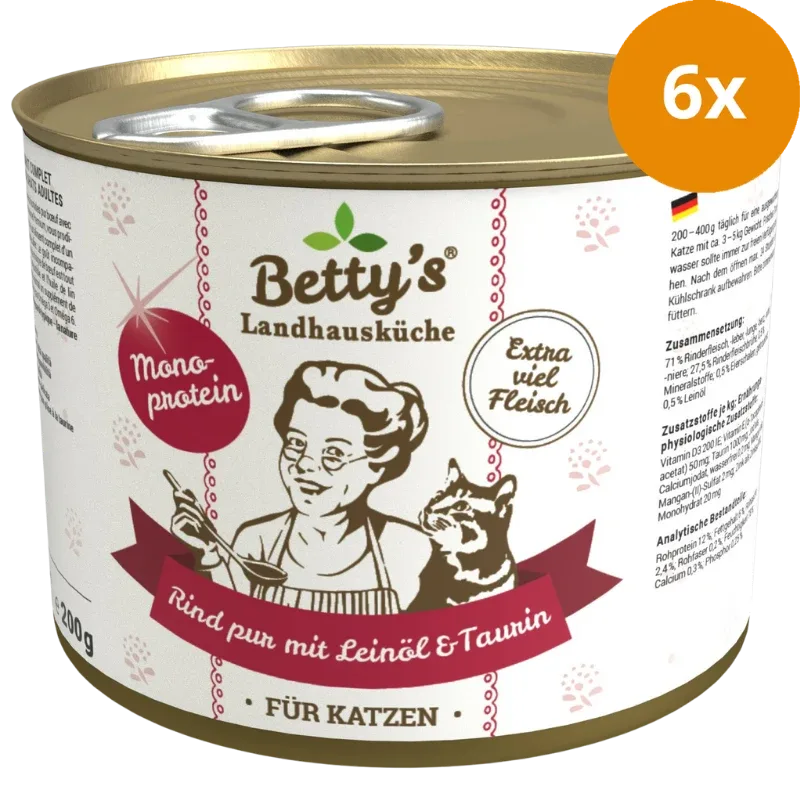 Bettys Landhausküche Katze Dose Rind pur mit Leinöl 200 g - Image 2