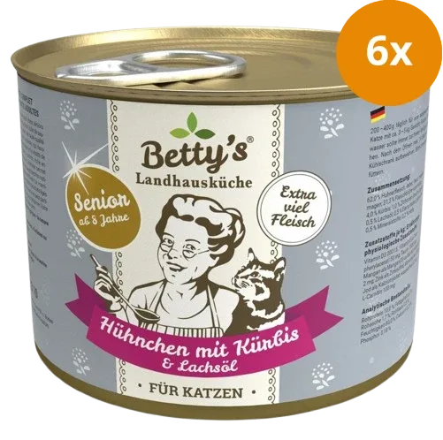 Bettys Landhausküche Katze Dose Senior Hühnchen mit Kürbis & Lachsöl 200 g - Image 2