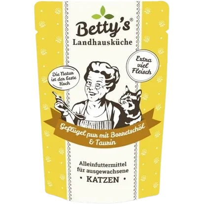 Bettys Landhausküche Katze FB Geflügel pur mit Borretschöl 100 g